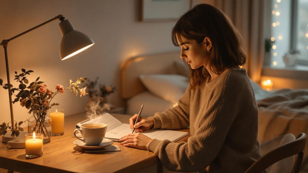 Ending your day with reflection is a powerful way to stay organized and mindful. Before bed, take a few minutes to review your planner and check off completed tasks. This helps you feel accomplished and prepared for the next day. You can also practice gratitude by writing down three things you’re thankful for. Reflecting on your day allows you to celebrate your wins, learn from your challenges, and make adjustments as needed. It’s a calming and intentional way to end the day, setting you up for success tomorrow.